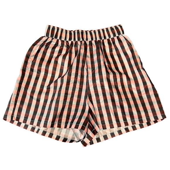 Collusion Pink Plaid Elastic Waist Short Size 8 - Picture 1 of 6